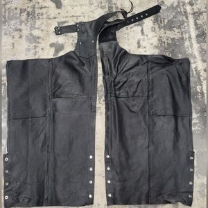 Womens black leather chaps S